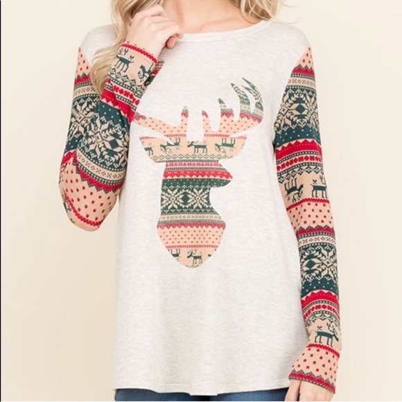 Tops - LAST ONE! Christmas Reindeer Holiday Shirt Deer